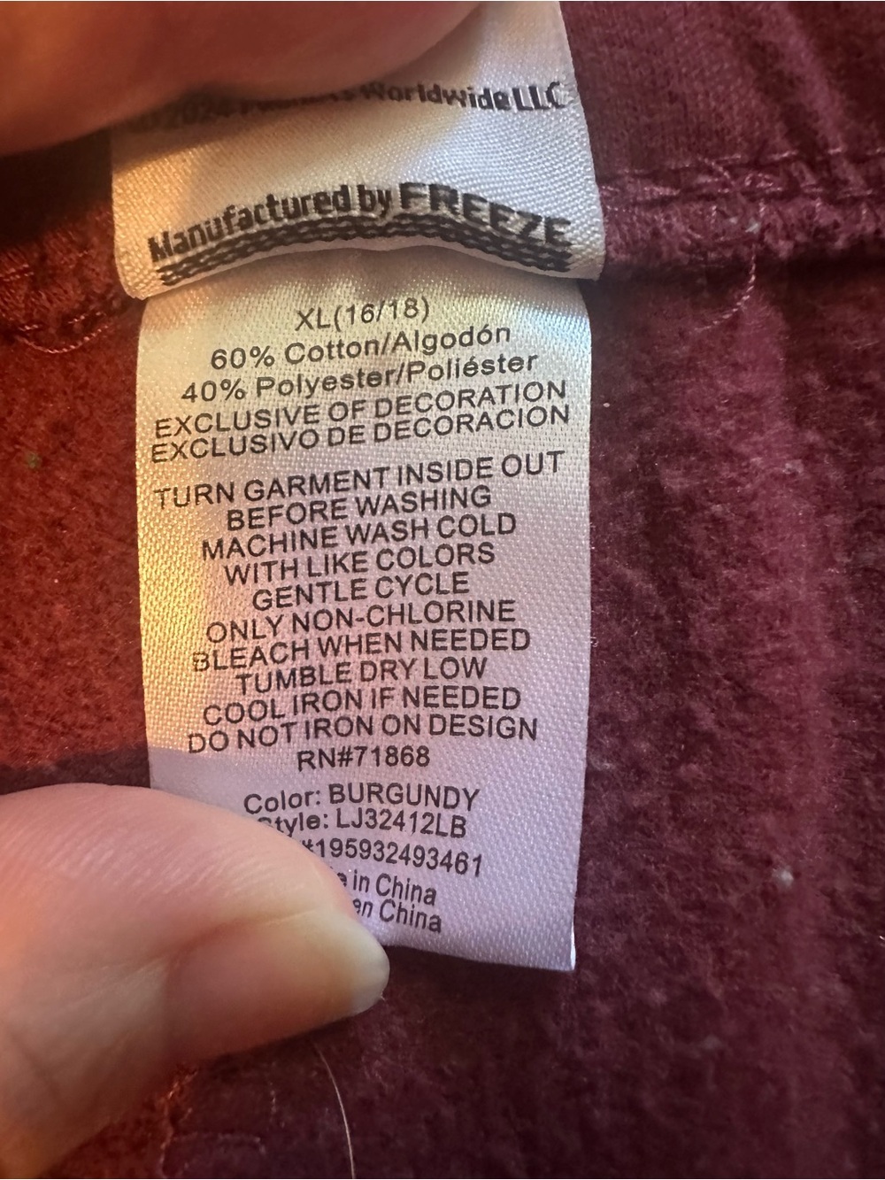 Peanuts x Snoopy women’s XL (16/18) Maroon Jogger Sweatpants - Picture 5 of 5